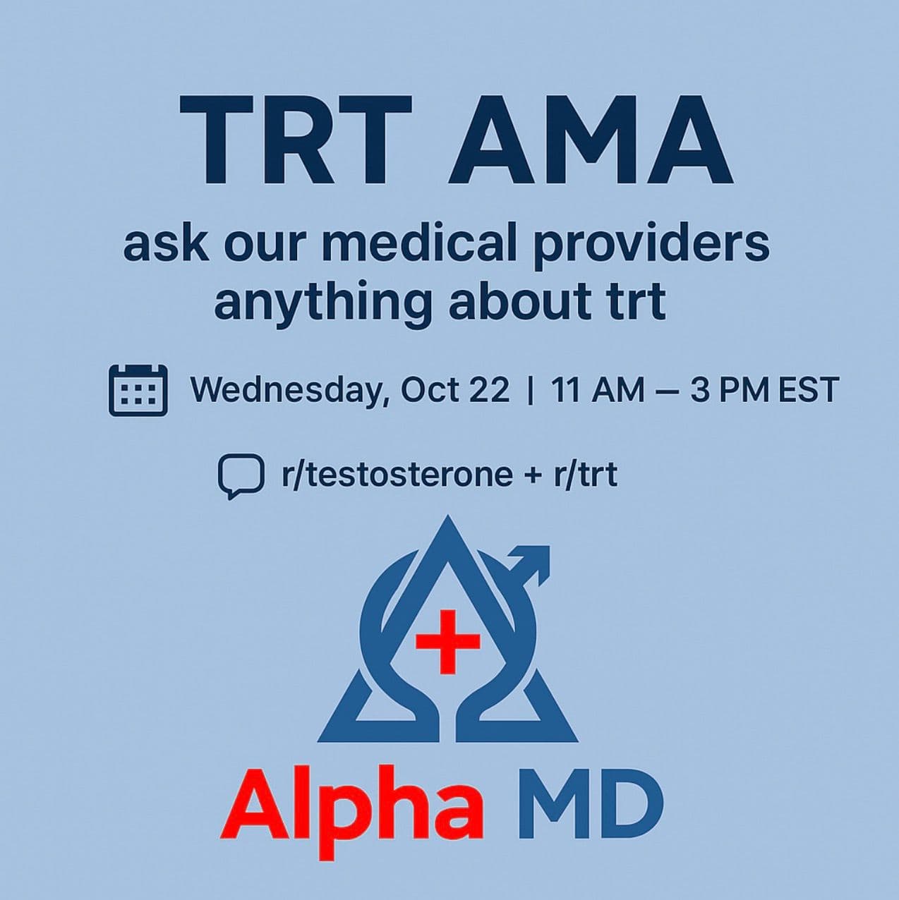 Join AlphaMD’s Reddit AMA: TRT Experts Answer Your Questions – October 22, 2025